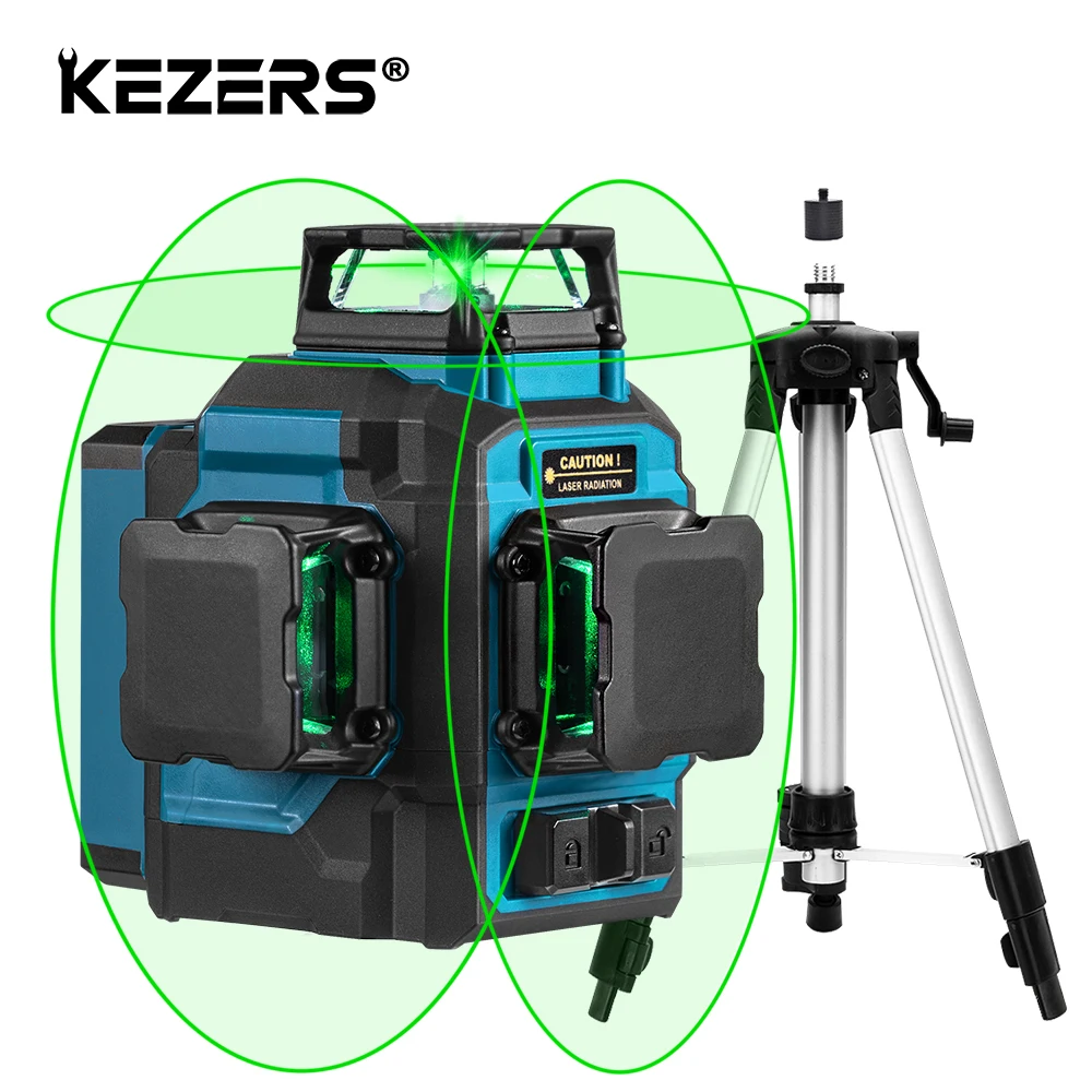 KEZERS Зеленый лазерный уровень 12 линий 3D диоды OSRAM 360 горизонтальный и вертикальный