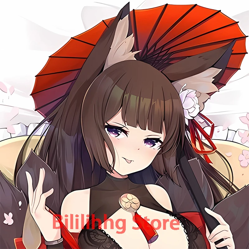 Подушка для тела Dakimakura с кошачьими ушками двусторонняя наволочка в натуральную