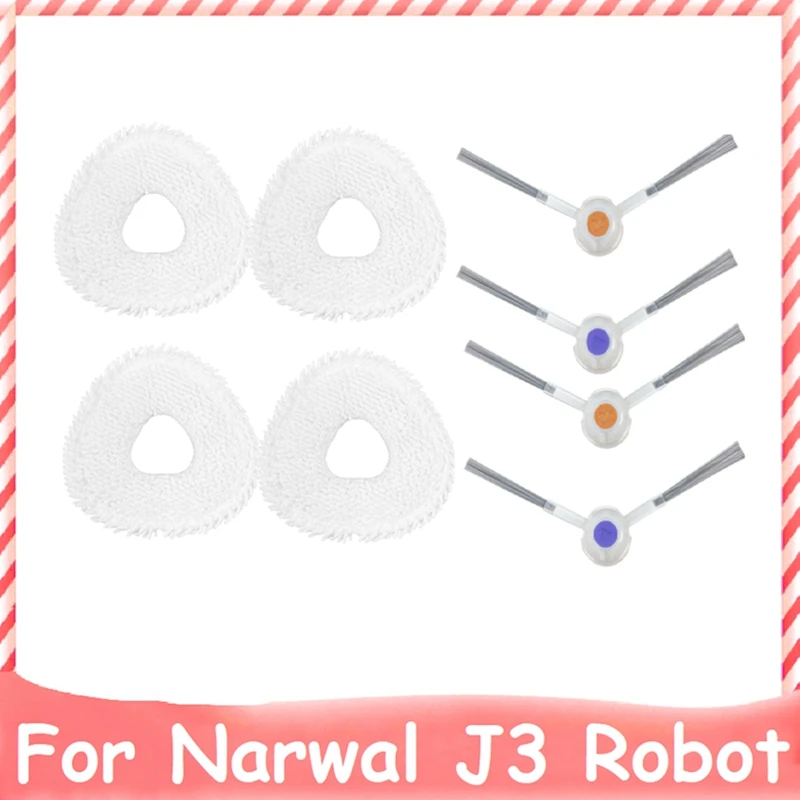 

8Pcs For NARWAL J3 Robot Vacuum Cleaner Washable Side Brush Mop Cloth Household Accessories