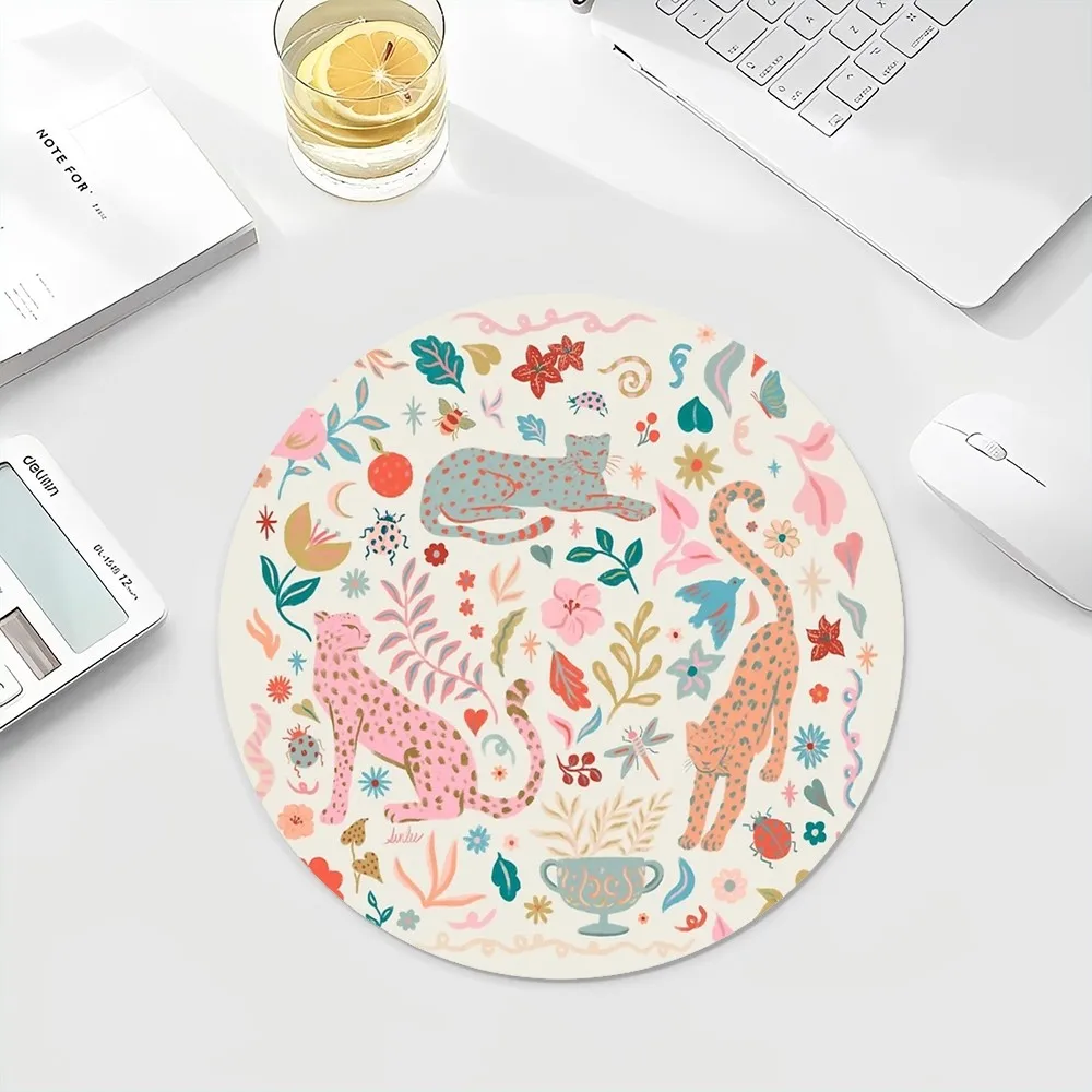 Коврик для мыши с изображением тигра джунглей INS Tide круглый коврик клавиатуры