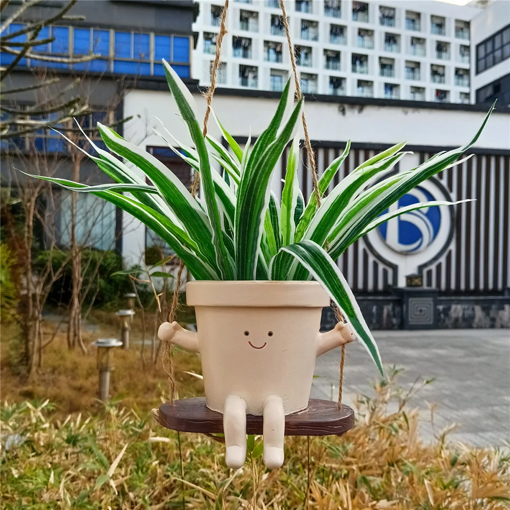 Улыбающееся Лицо Цветочный Горшок Из Смолы Современный Стиль Контейнер Для