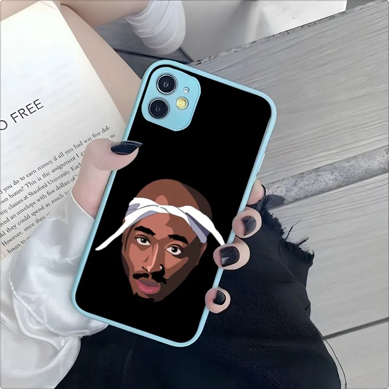 Чехол для телефона Rapper 2pac Singer Tupac светло-фиолетовый и светло-голубой Iphone 14 Pro Max 13