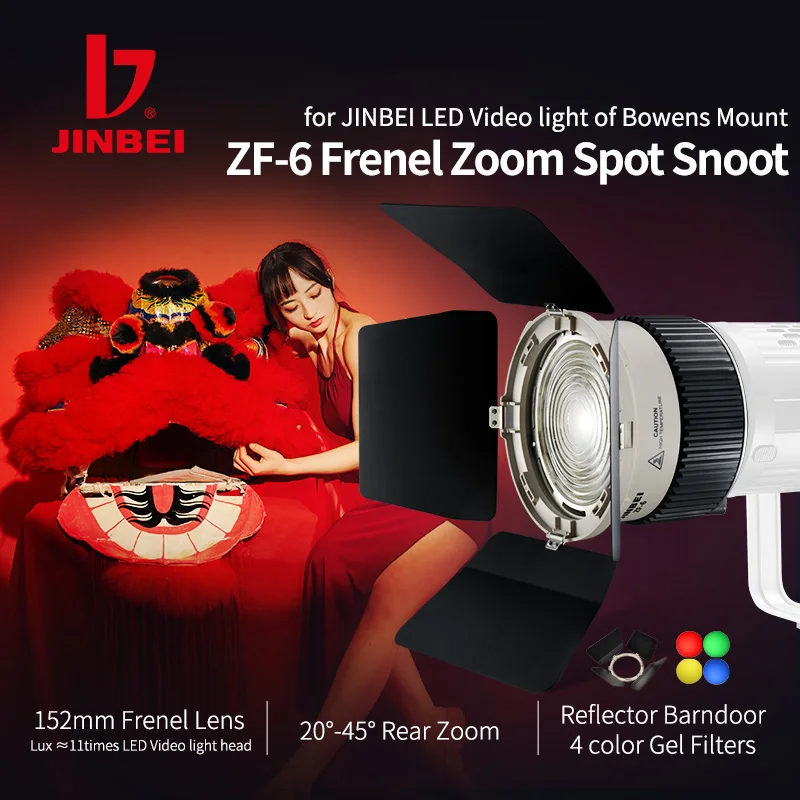 

JINBEI ZF-6 Frenel Zoom Spot Snoot Photo Optical Condenser Art Special Effects Shaped Beam Light Photography With Bowens Mount