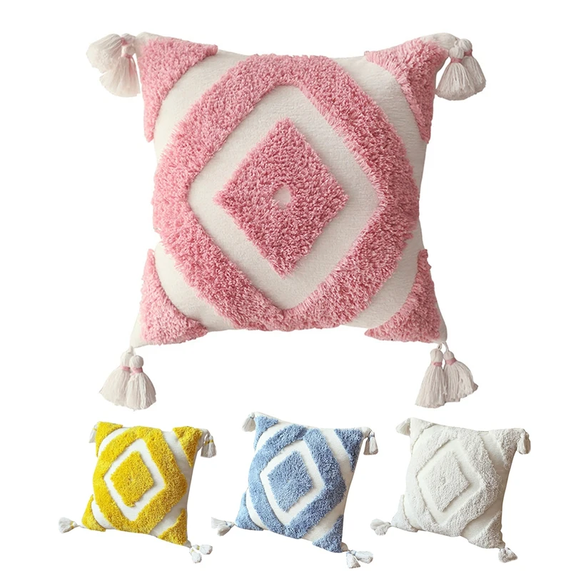 

Nordic Pillowcase Moroccan Bohemian Style Fringed Pillowcase Simple Pattern Waist Pillow Pillowcase Cute Pillowcase