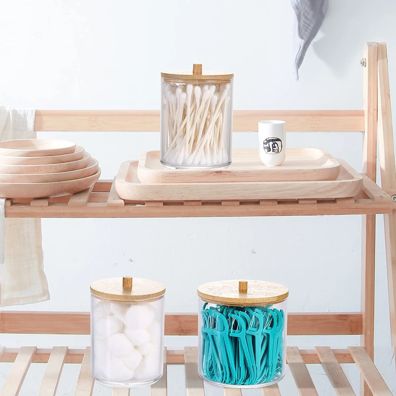 Диспенсер для хранения ватных палочек для банок аптекарских ванн, органайзер для хранения ванной и макияжа на раковине.