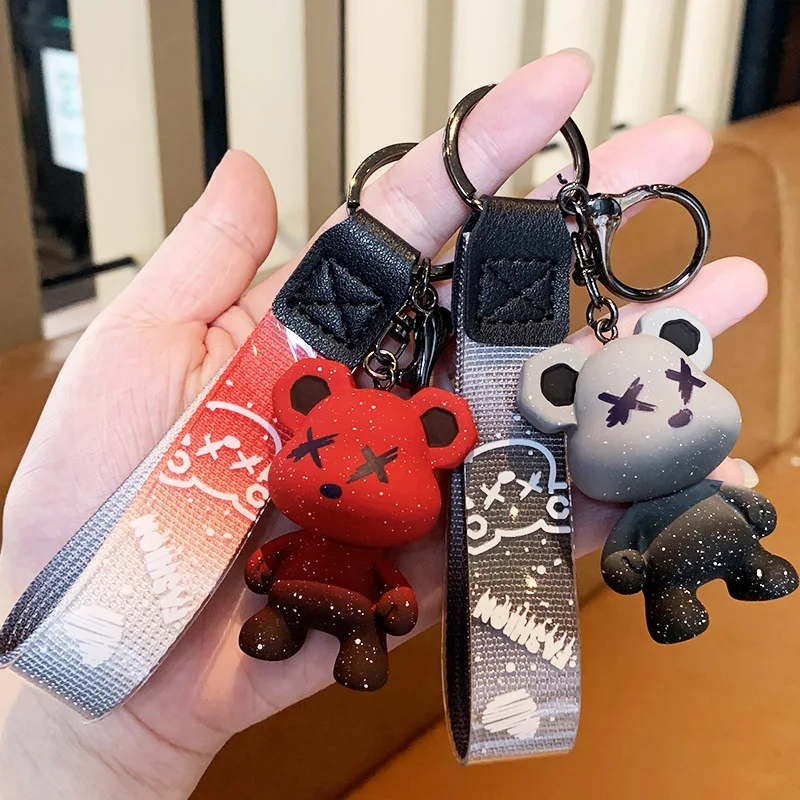 

Keyring Keychains Women Chameleon Bear Resin Keychain Male Cartoon Cute Bear Car Keychain Women Exquisite Bag Pendant Couple