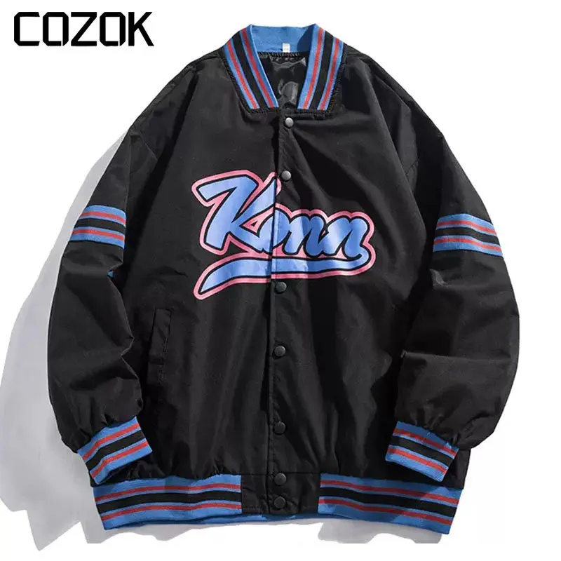 

Spring High Street Varsity Jacket Men Patchwork Casual Vintage Letter Print Sports Jacket 2023 Couple Loose Baseball Coat