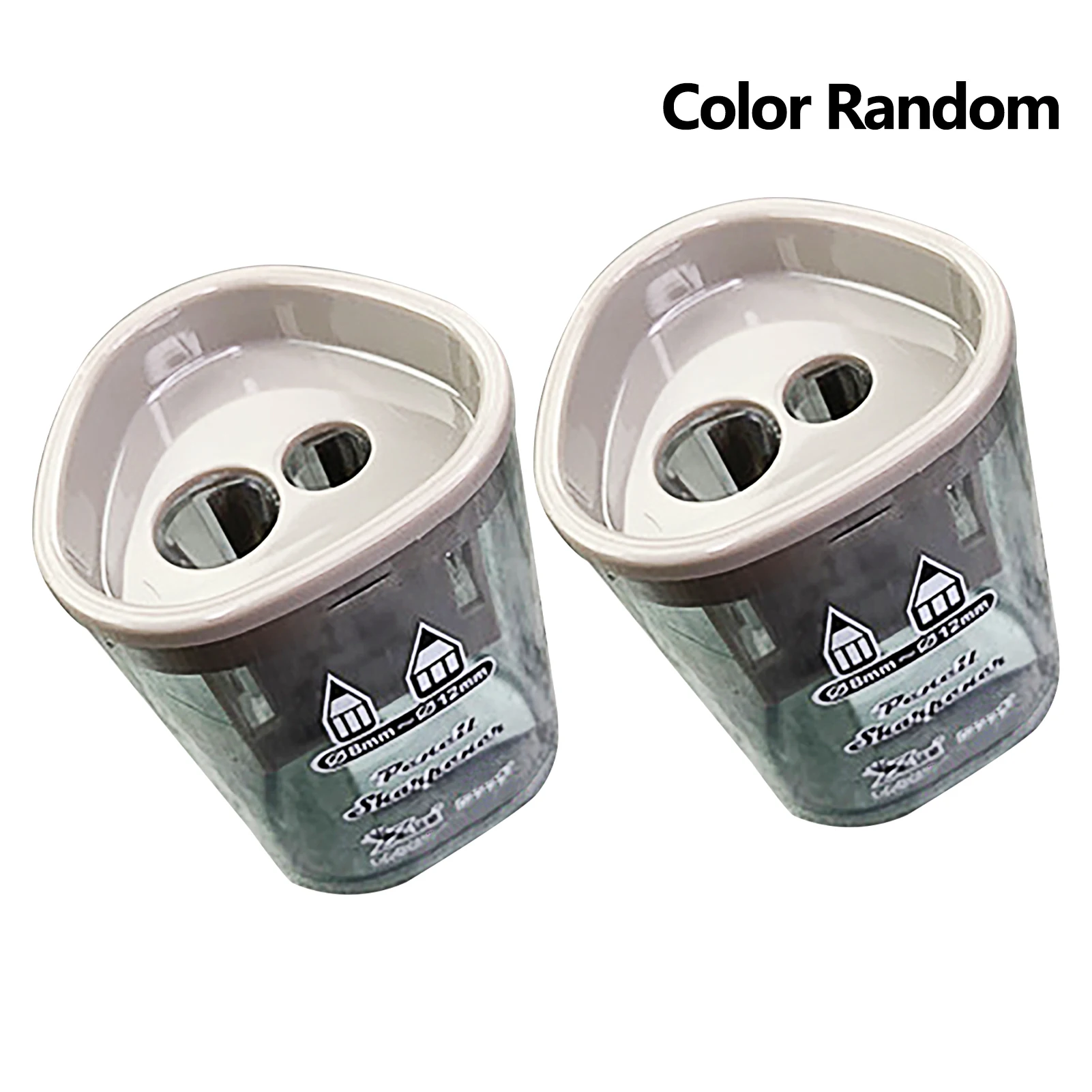 

2pcs Students Pencil Sharpener Portable With Container Durable Classroom Manual Dual Holes Random Color 8mm 12mm Kids Adults