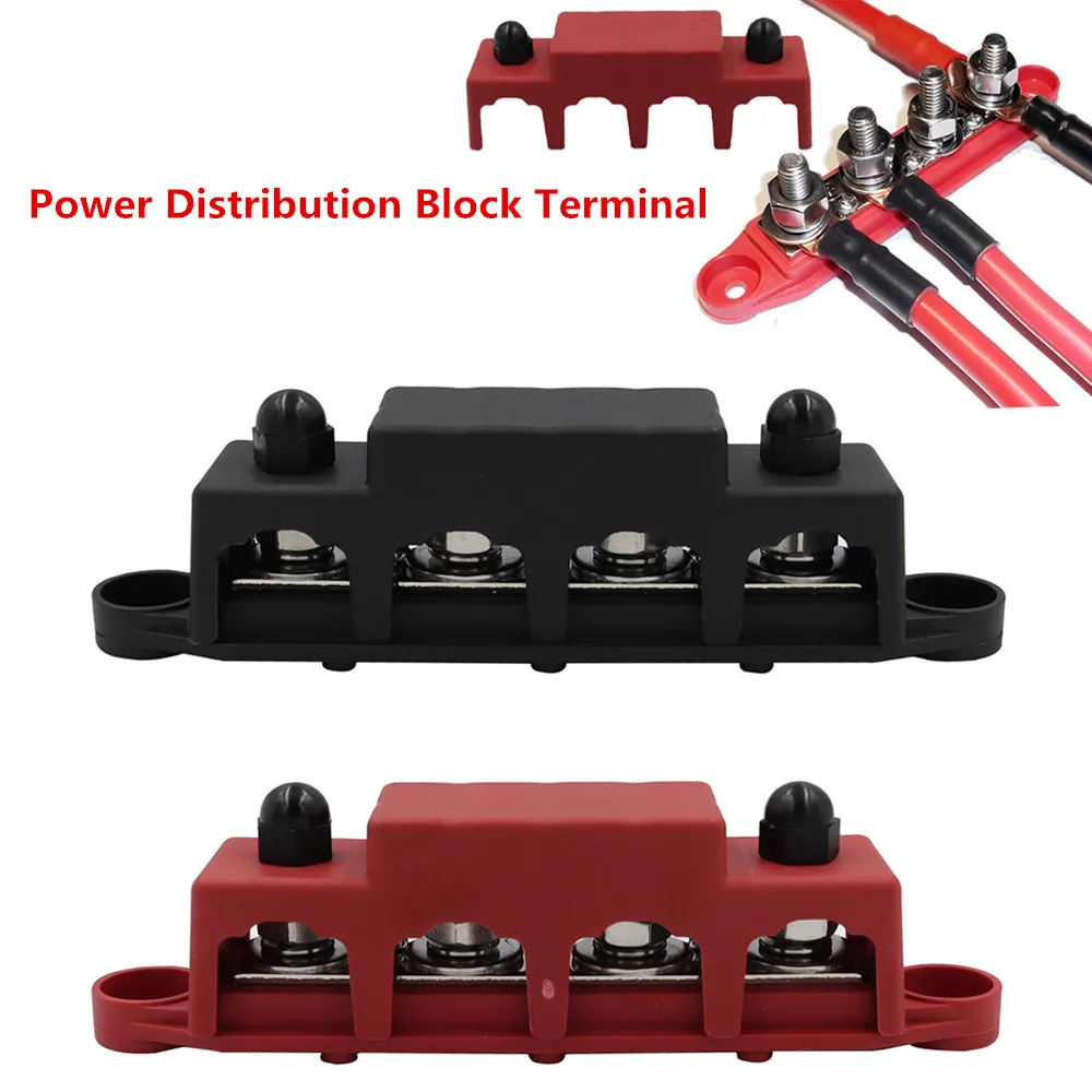 

4 Post M8/M10 Power Distribution Block Terminal Screw Bar 250A High Current Wiring Stud Battery Junction Block for Car Bus Ship