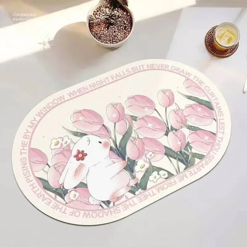 

Вход в ванную комнату мультяшная Маргаритка коврик для ванной нескользящий коврик, впитывающий мультяшный серый