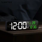 Светодиодный цифровой будильник с музыкой, отображение температуры и даты, настольные зеркальные часы, украшение для домашнего стола, электрические часы с голосовым управлением