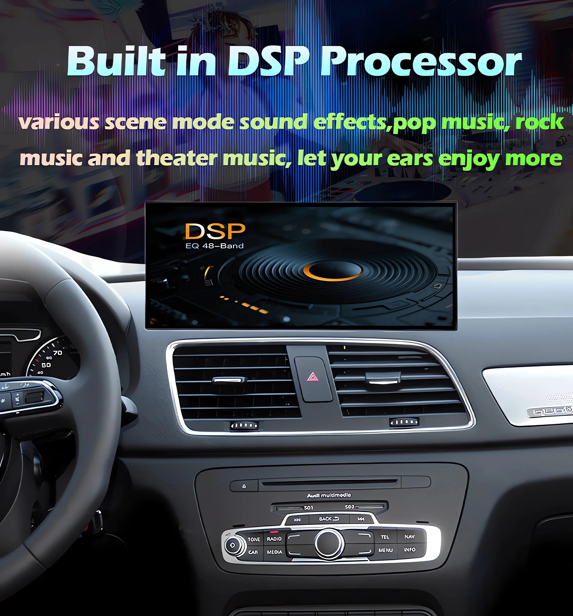 Фото Android 16 для Audi A1 2012-2018, экран с Android Auto, автомобильная магнитола, Carplay, 4G, Wi-Fi, BT, DSP, RDS, навигация GPS, без 2din DVD №5