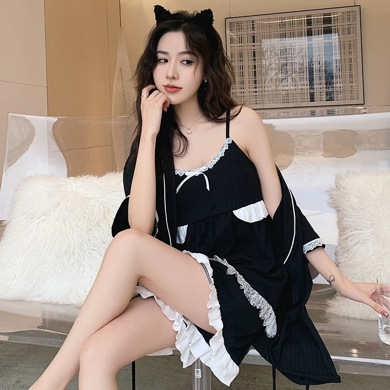 Женское кимоно с V-образным вырезом пижама брюки коротким рукавом шорты ночная