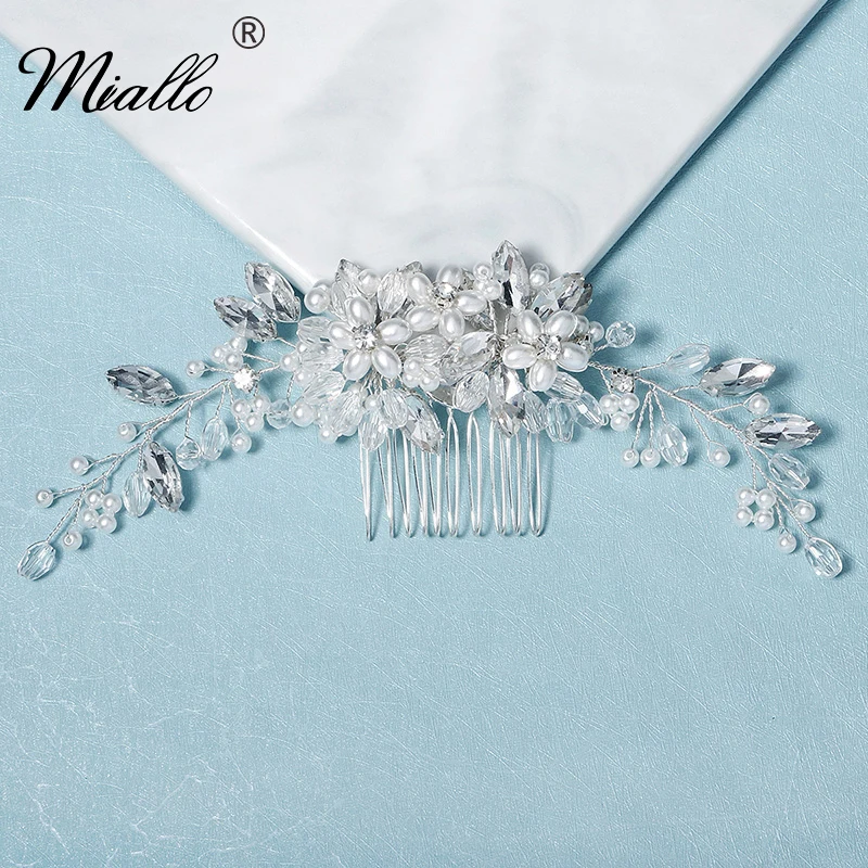 

Pearl Flower Crystal Hair Combs Clips Bridal Wedding Hair Accessories for Women Jewelry Bride Headpiece Party Bridesmaid Gift
