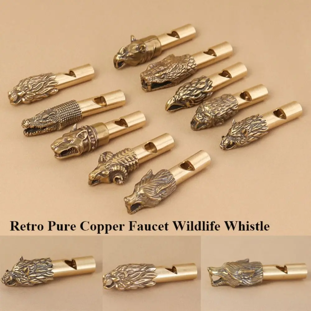 

Outdoor Camping Hiking Necklace Brass Metal Whistle Mini Equipment Kit Survival Emergency Tool Keychain Whistles