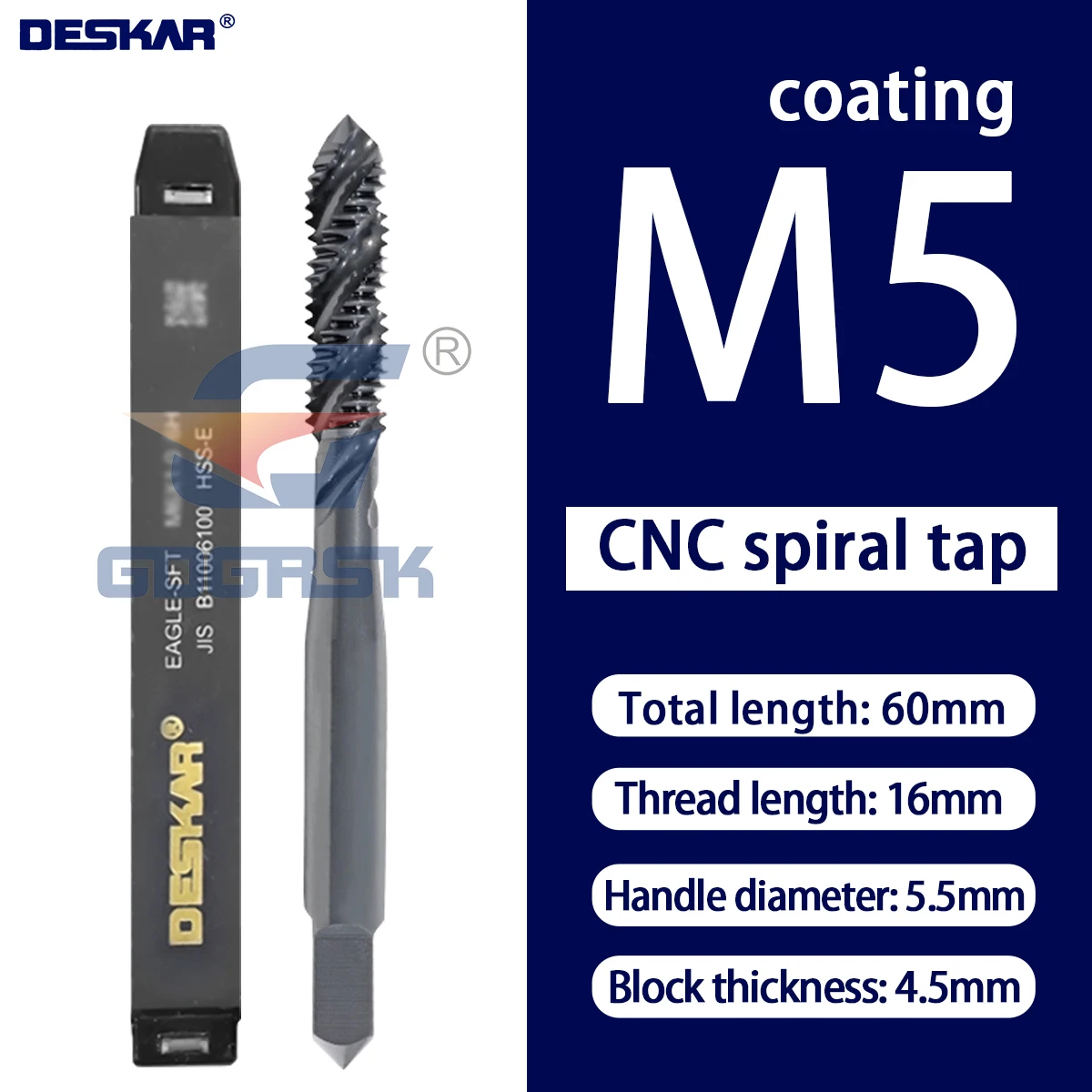 

DESKAR Антисейсмический метчик с прямой канавкой и наконечником винта M3/M4/M5/M6/M8/M10/M12 Сверло с защитой от сотрясений на кончиках