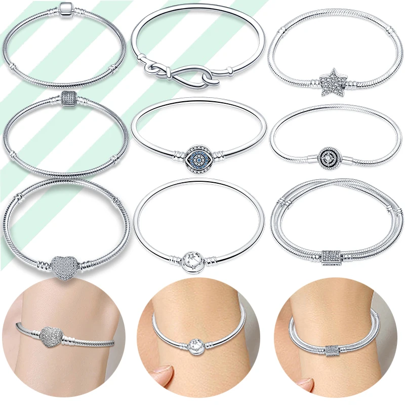 Bracelet en argent Sterling 100%, Design Original, perles, breloques, bricolage, fabrication de bijoux, éblouissant, Bracelet en chaîne CZ pour femmes, offre spéciale 2
