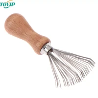 1pcs wooden comb cleaner handle embeded tool delicate cleaning removable hair brush comb cleaner tool