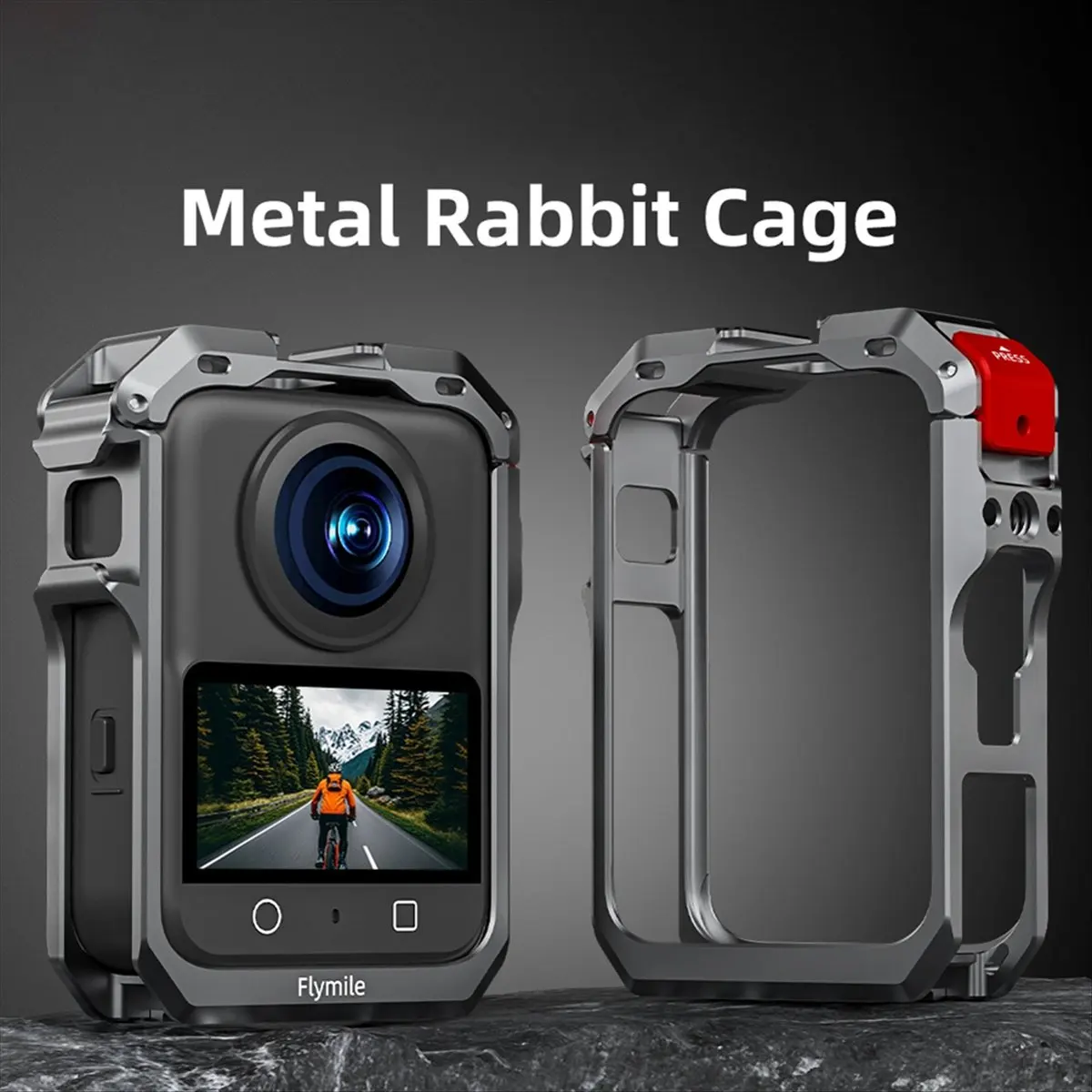 Фото Металлический защитный чехол N05R Flymile для камеры Osmo 360, рамка-клетка с силиконовой крышкой для объектива и креплением Cold Shoe №3