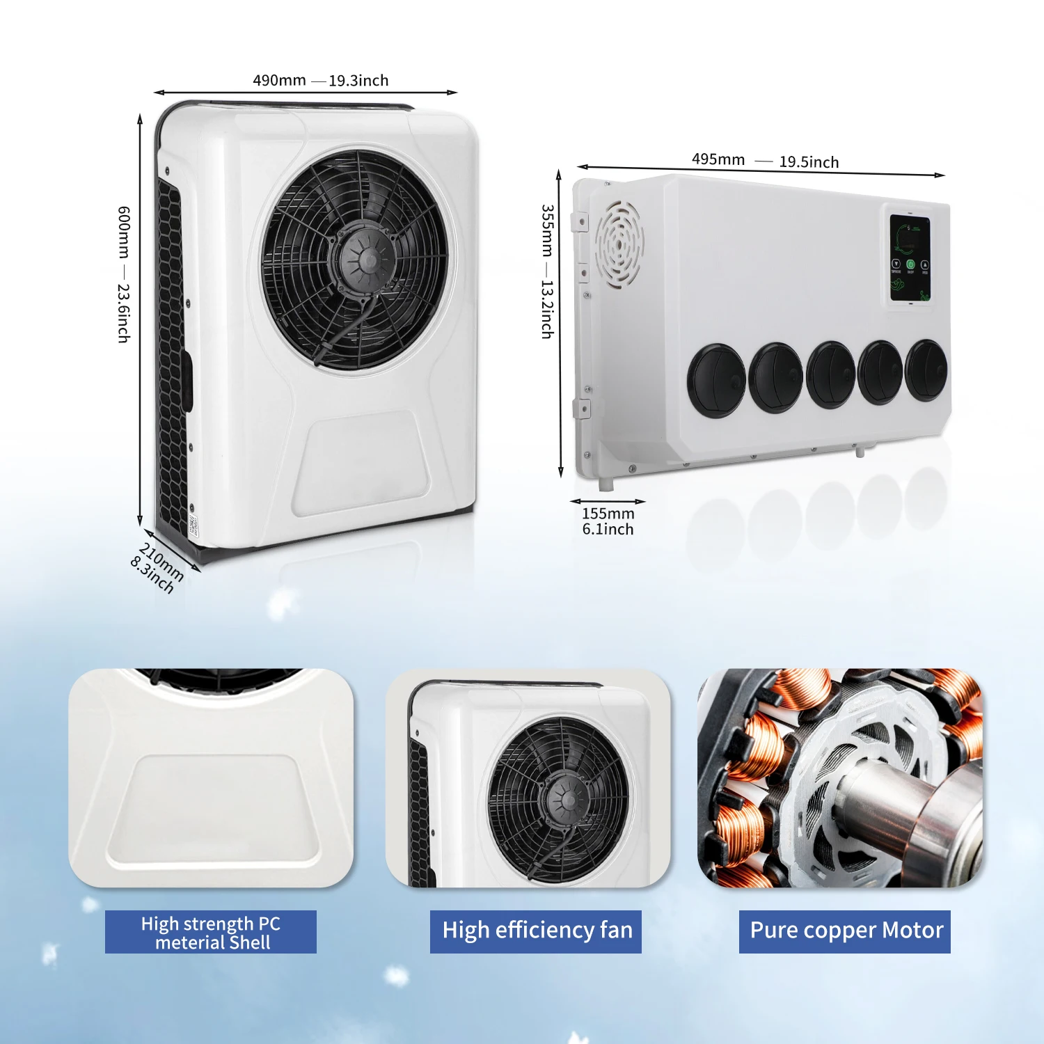 Электрический автомобильный сплит-кондиционер 2025 12 В 10500btu парковочный