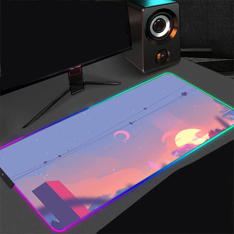 sailor moon landscape anime rgb gaming mouse pad led laptop keyboard mouse mat anti slip cs go lol mousepad xxl rubber 900400 free global shipping