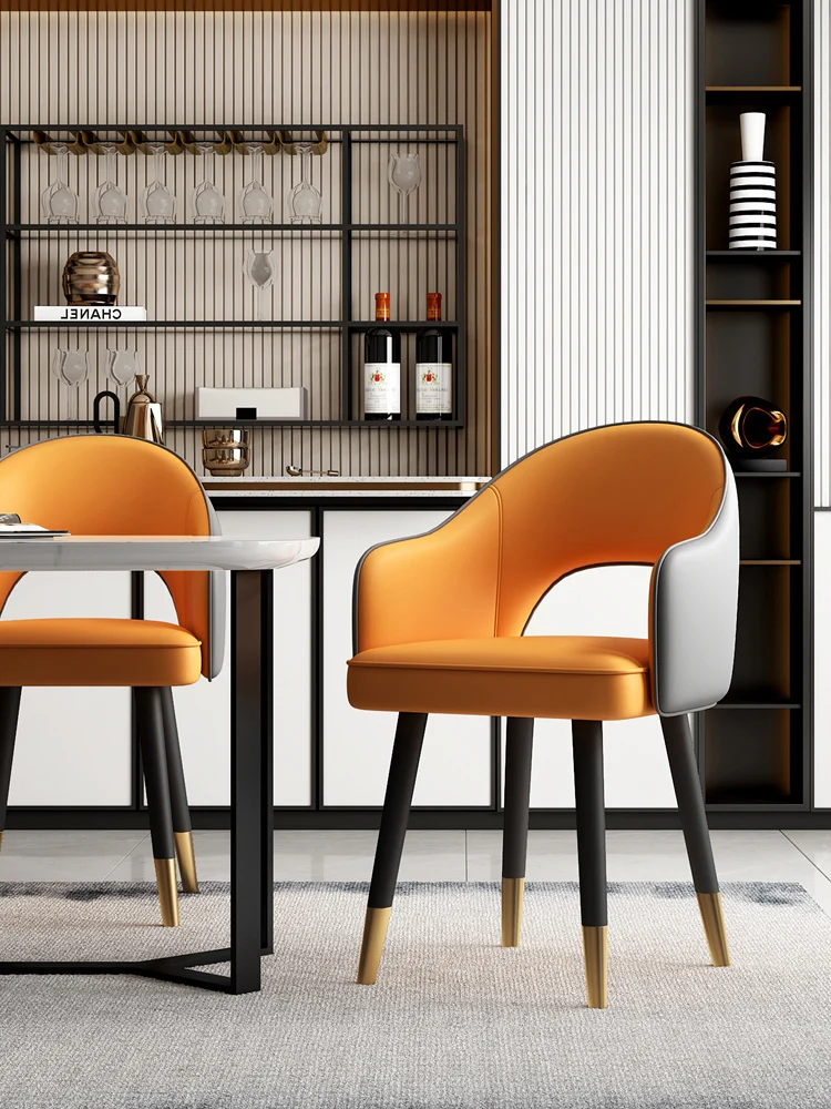 

Nordic Light Luxury Italian Dining Chair Home Living Room Dining-Table Chair Backrest Dining Hotel Dining Chair muebles