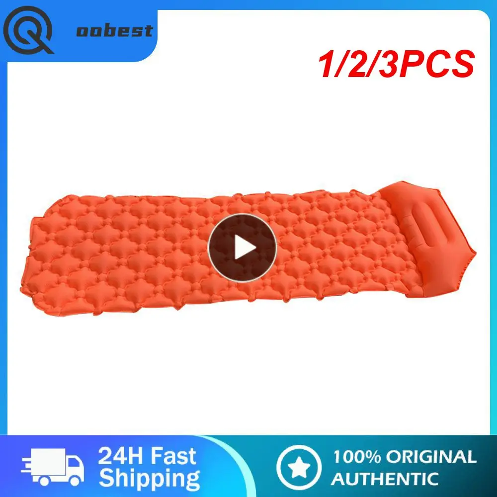

1/2/3PCS Outdoor Camping Sleeping Pad Inflatable Mattress with Pillows Ultralight Air Mat Built-in Inflator Pump Travel Hiking