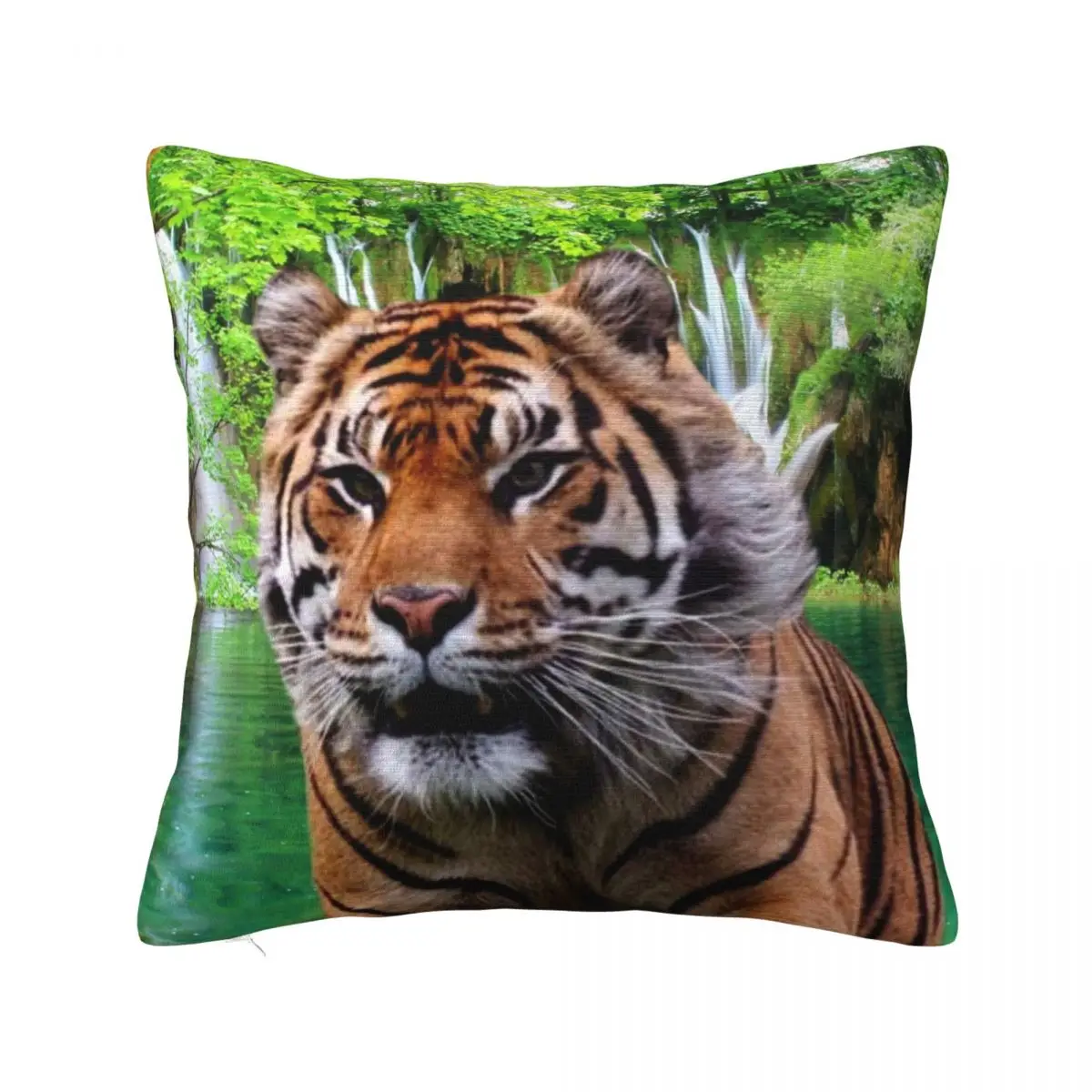 

Tiger And Waterfall Pillowcase Soft Polyester Cushion Cover Wild Animals Jungle Pillow Case Cover Home Drop Shipping 40*40cm