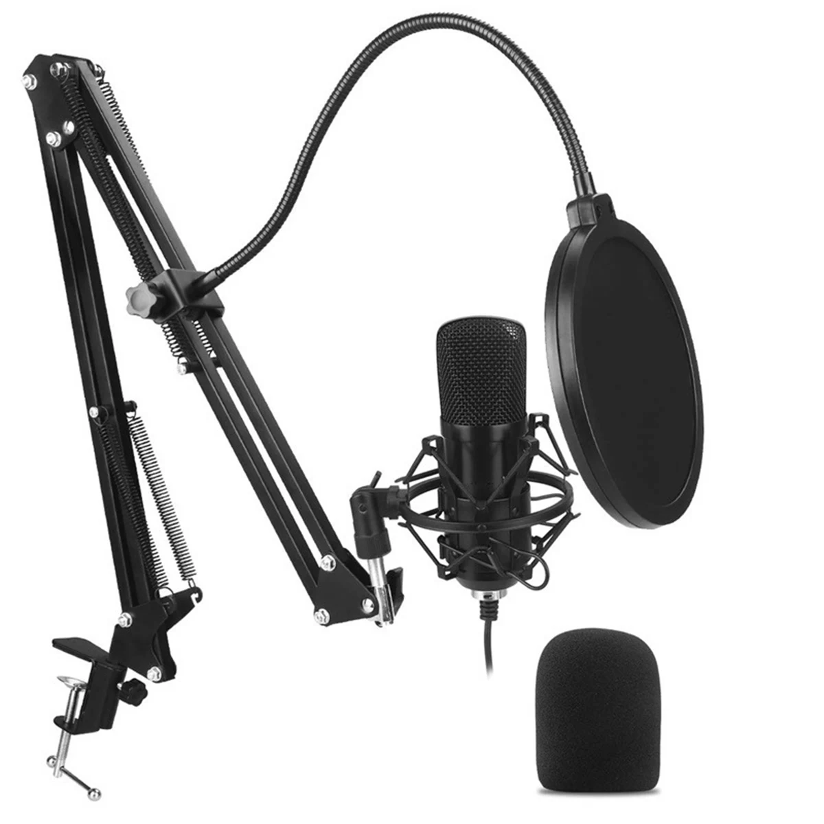 

Studio Condenser Computer Microphone Kit With Long Metal Arm Filter Shock Mount Bracket USB Mic For Live Broadcasting Netmeeting