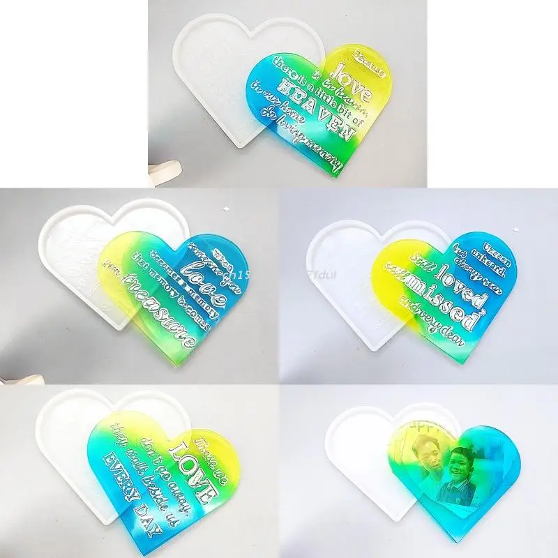

5Pcs Heart Photo Frame Drop Glue Molds Diy Love Photo Frame Wall Pendant Decoration Photo Frame Pendant Silicone Mold