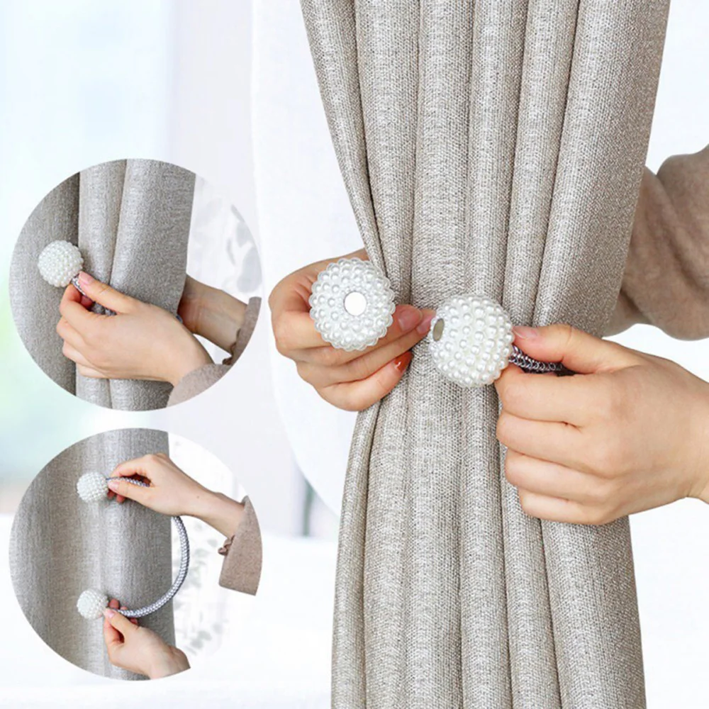 

For Fixing Curtains Curtain Tie Rope Buckle Clips Curtain Clamp Pearl Magnetic Ball Holdbacks Curtain Tieback Curtain Buckle