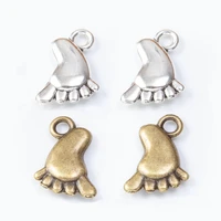50pcs foot feet charms pendant antique bronzesilver color footprint charm for diy bracelet necklace jewelry making craft