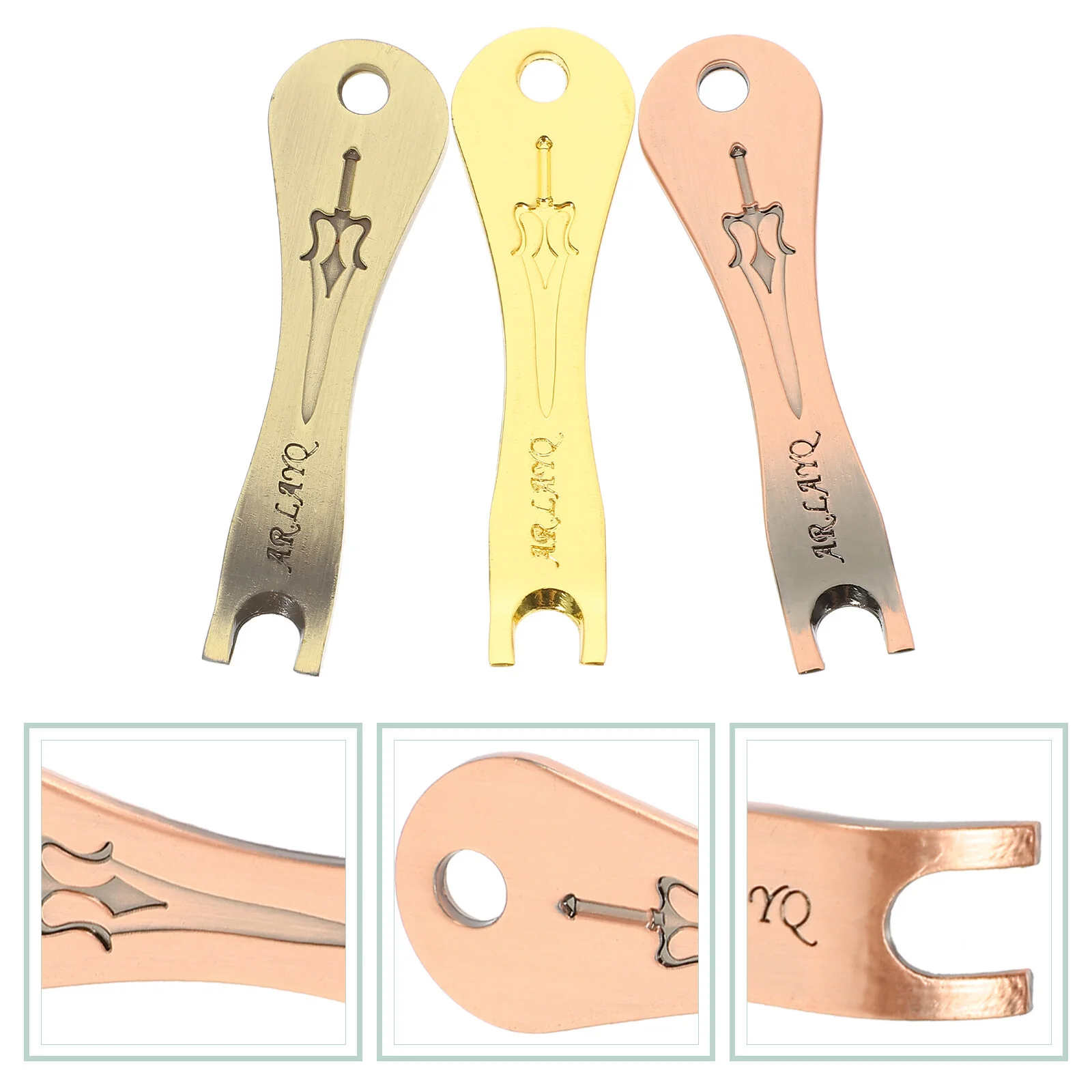 

3 Pcs Puller Gold Keychain Acoustic Guitar Peg Remover Bridge Pin Accessories Removal Tools Alloy