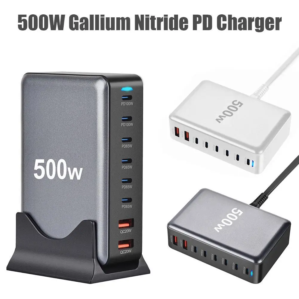 Настольное зарядное устройство 500 Вт 8-портовый USB-тип C USB-зарядка PD быстрое
