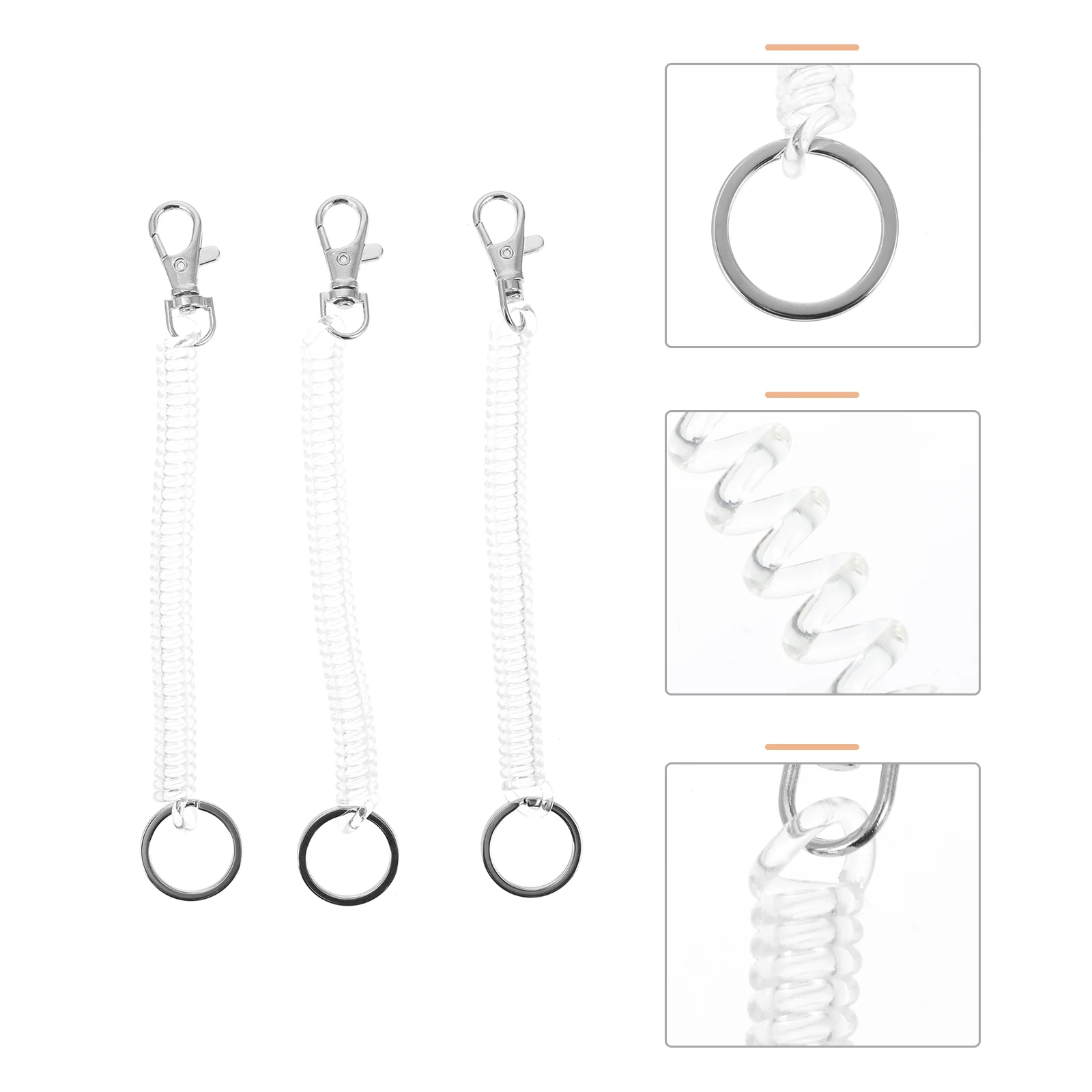 

3Pcs Spring Coil Key Rings Retractable Key Chain Key Ropes for Men Kids