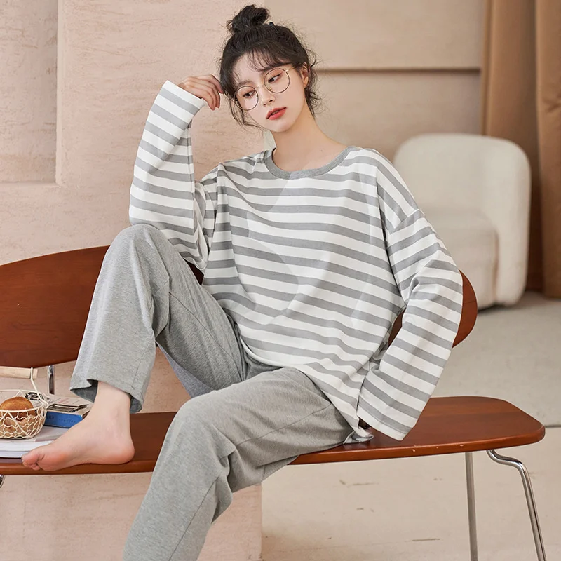 Autumn Pajamas Set Casual Sleepwear For Women Elastic Sweet Cartoon Pyjama Women's Fashion Homewear Clothes Big Size
