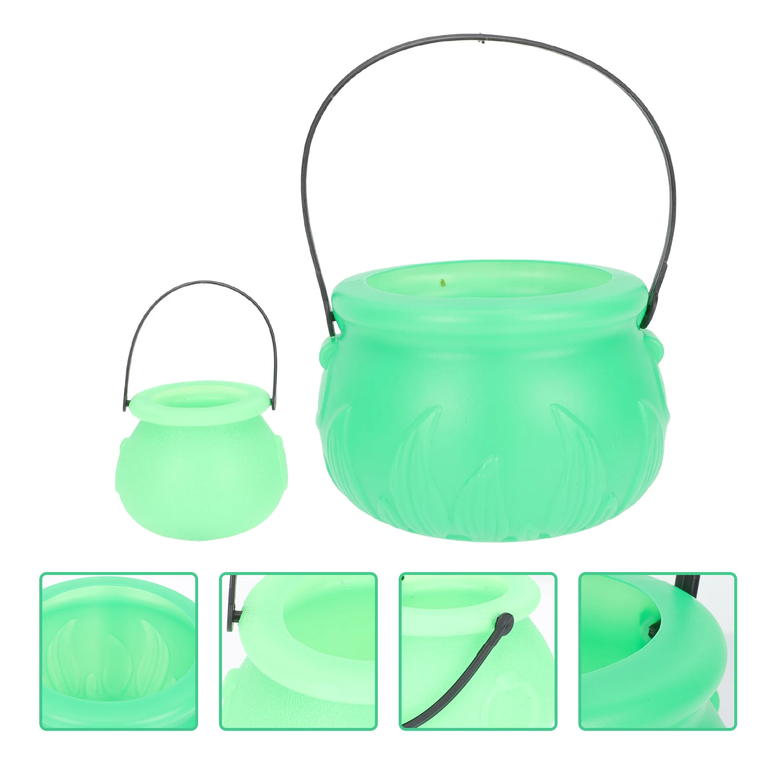 

2Pcs Themed Decor Jars Plastic Handheld Candy Buckets Party Adornments
