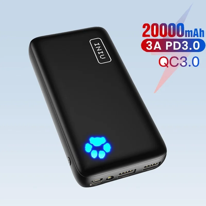 

INIU Power Bank 20000mAh 18W PD3.0 QC4.0 Fast Charging Portable Charger USB C External Battery Pack For 12 Xiaomi Samsung