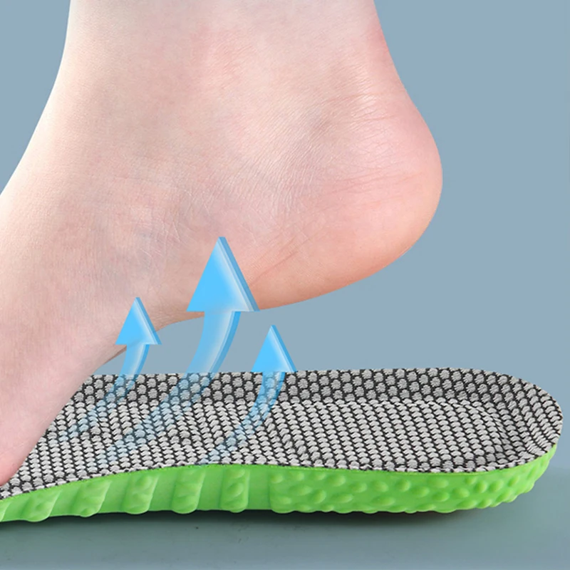 Sports Shock Absorption Insole Green PU Memory Foam Breathable Arch Support Orthopedic Shoes Pad Men Women Feet Care Shoes Pad