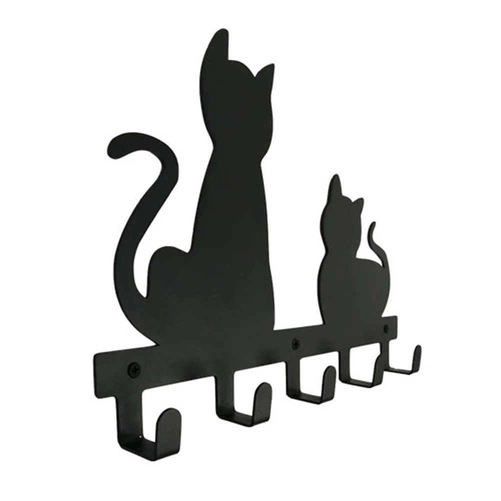

Hooks Hook Wall Coat Hanging Rack Towel Entryway Black Bathroom Key Clothes Hanger Mountrobe Sticky Animal Iron Cat Organizer