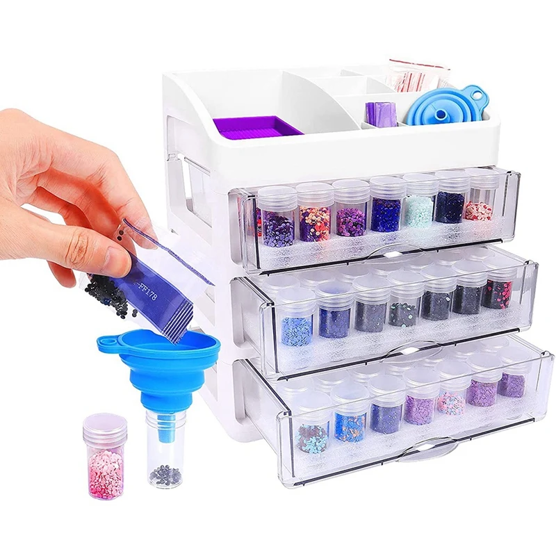 

Diamond Painting Accessories Storage Containers, Plastic Storage Box with Drawer for Diamond Art Nail Pill Rhinestones