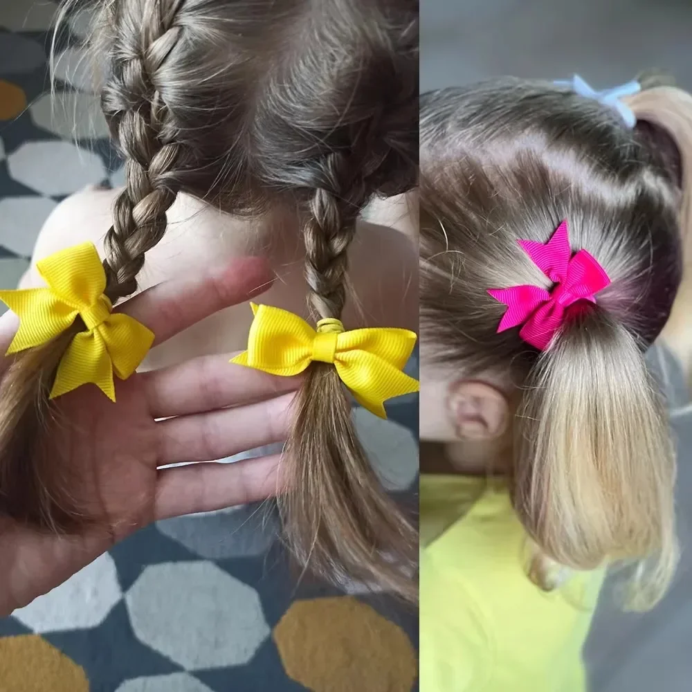 Фото Детские бантики, 10 шт., новый цвет, лента в рубчик, банты, эластичные резинки для волос, резинки для волос, весенняя веревка для девочек, аксессуары для волос, оптовая продажа №4