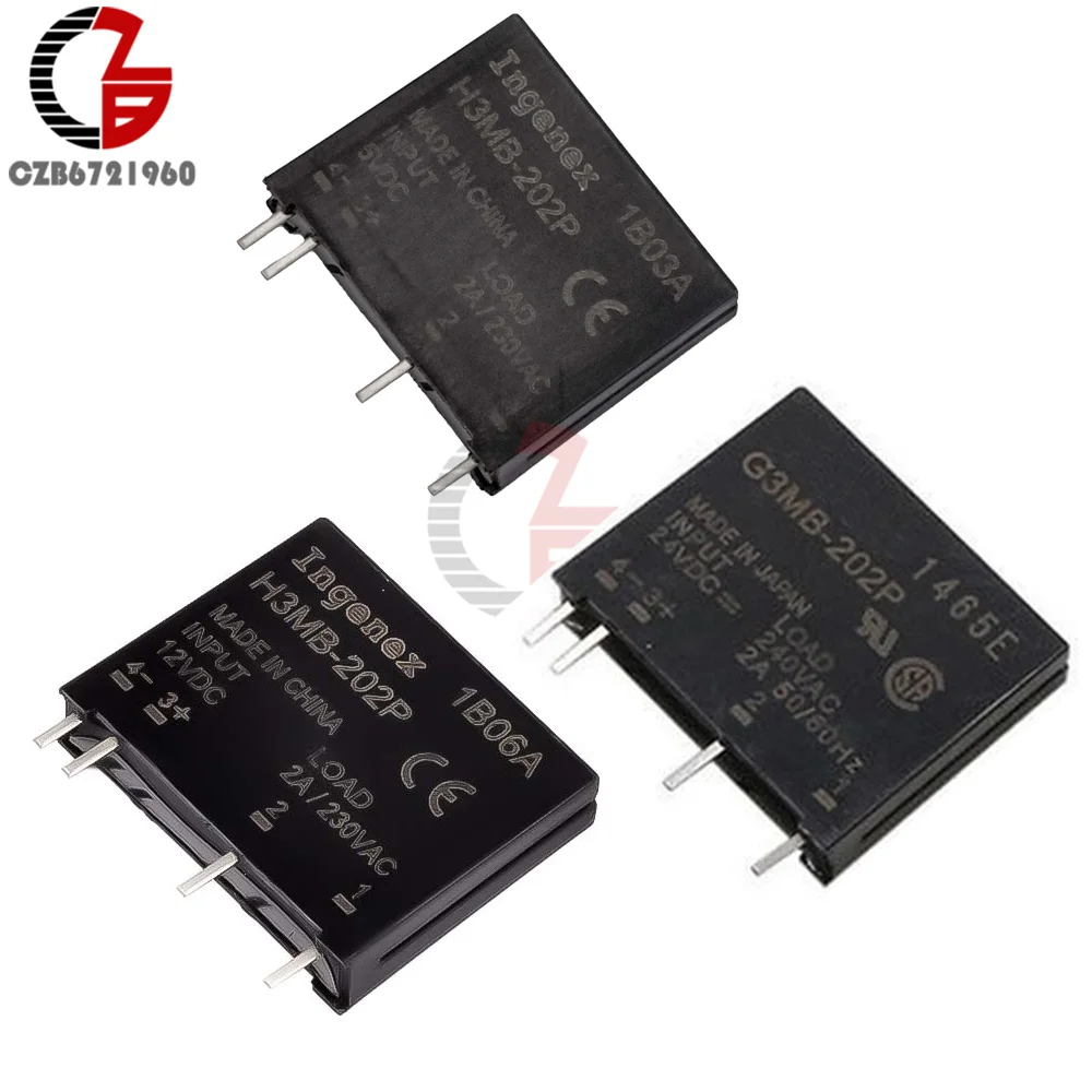 

DC 5V 12V 24V Solid State Relay Module G3MB-202P PCB Mounting SIP SSR AC 240V 2A Snubber Circuit Resistor DC-AC Relay Module