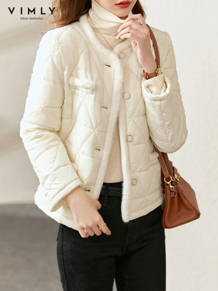 

Vimly Winter Parkas Quilted Coats Women 2022 New Fashion Casual Vintage Thicken Warm Outwear Loose Jackets Women Clothing V6955