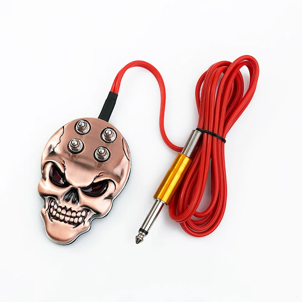 Skull Professional Mini Tattoo Power Supply Foot Switch Pedal Stainless Steel Tattoo Power Supply Foot Control Switch