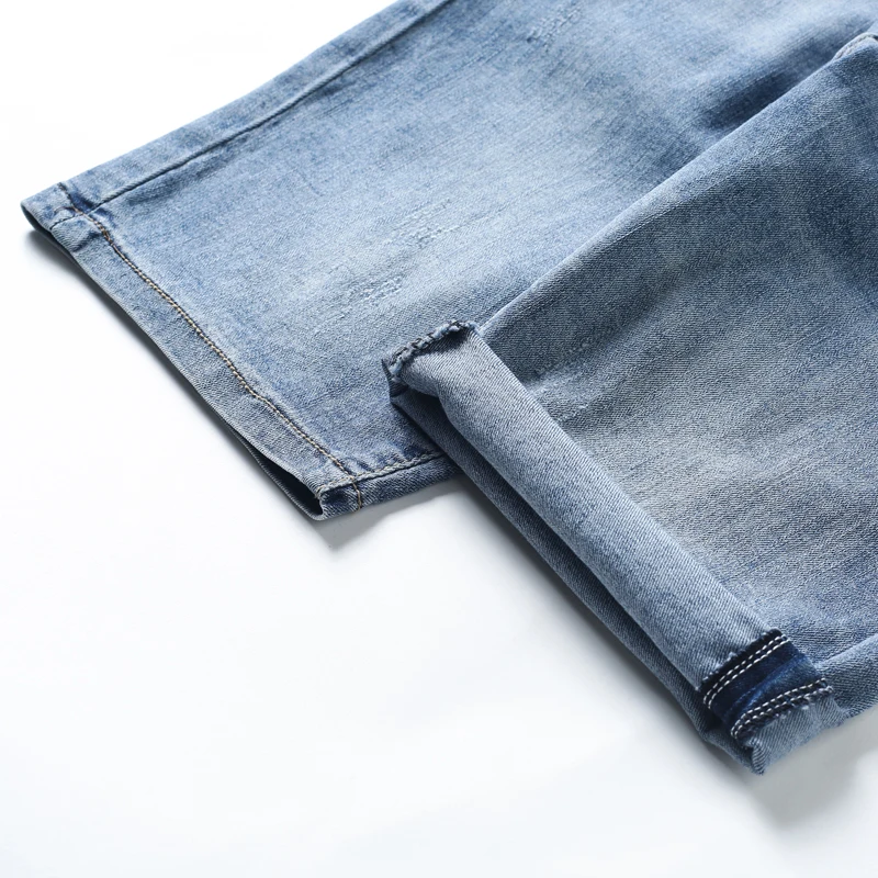 KSTUN Summer Shorts Jeans For Men Denim Shorts Light Blue Stretch Slim Fit High Quality Brand Men's Clothing Male Short Pants images - 6