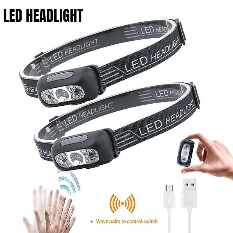 

Portable Mini LED Headlight Body Sensor Headlamp Fishing Miner's Lamp Portable Headset Flashlight Charging Induction Headlight