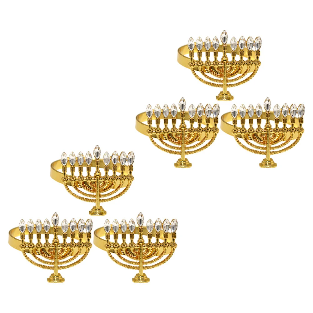 

Napkin Ring Metal Rings Decorative Buckles Hanukkah Menorah Holders Hotel Christmas Dinner Napkins