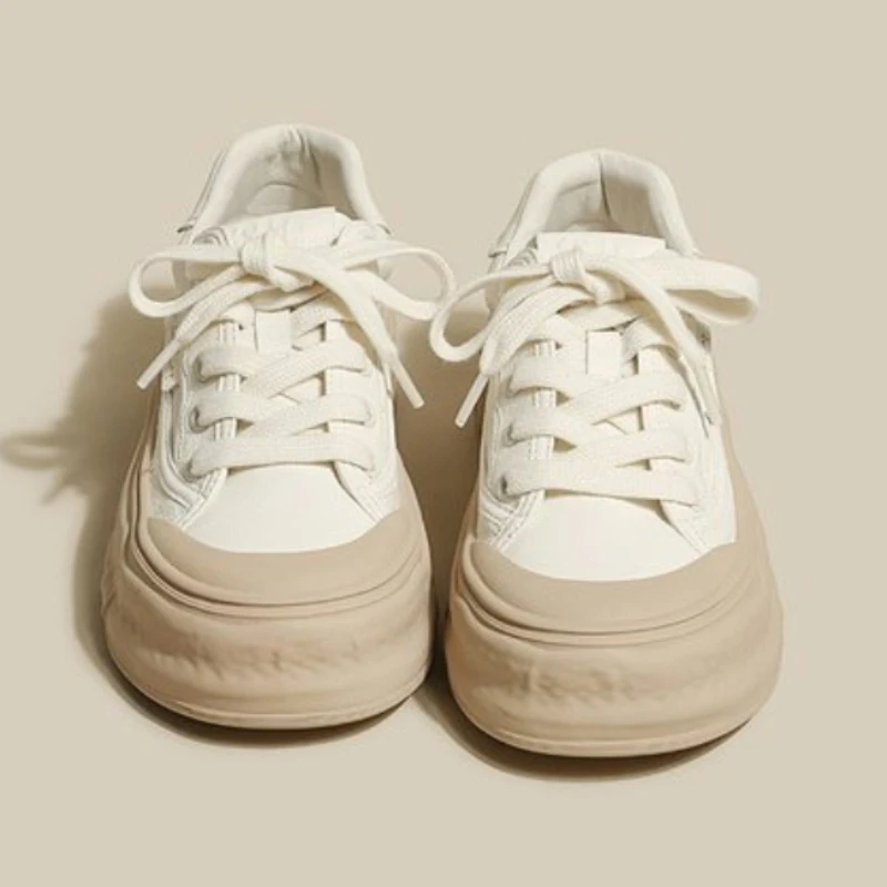 

Korean Version Thick Bottom Canvas Little White Shoes 2023 New Fashion Casual Simple All-match Solid Color Sneakers Women Spring