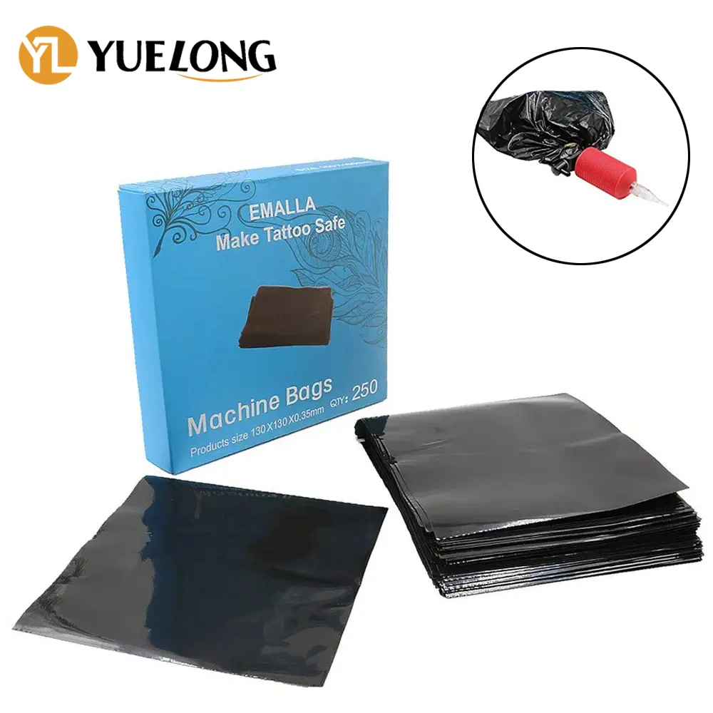 EMALLA 250 шт одноразовые чехлы для тату-машин черный белый синий цвет рукава тату